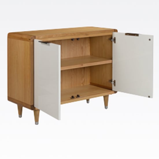 Grote High Gloss Sideboard In White And Oak With 2 Doors_2