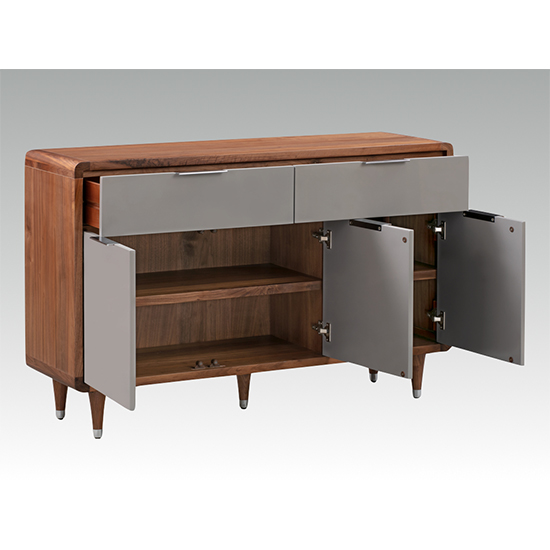 Grote High Gloss Sideboard 3 Doors 2 Drawers In Grey And Walnut_2