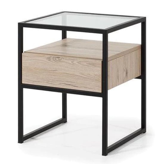 Product photograph of Groton Glass Top Bedside Cabinet With 1 Drawers In Bordeaux Oak from Furniture in Fashion