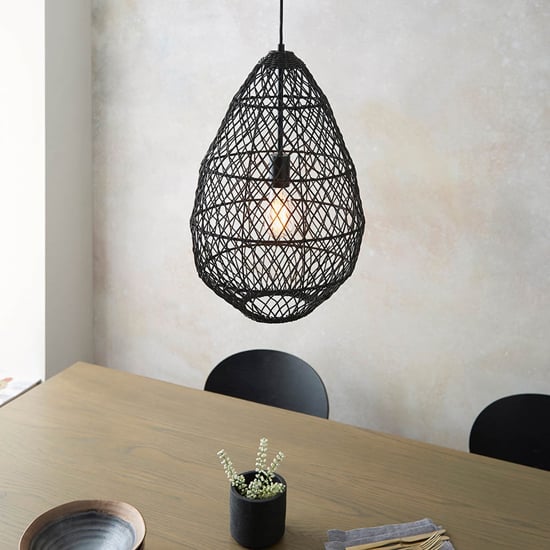 Groton Rattan Ceiling Pendant Light In Stained Black