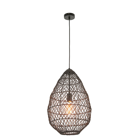Groton Rattan Ceiling Pendant Light In Stained Black