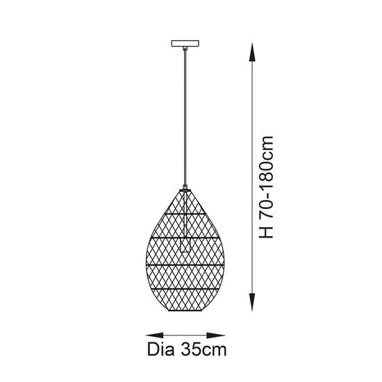 Groton Rattan Ceiling Pendant Light In Stained Black