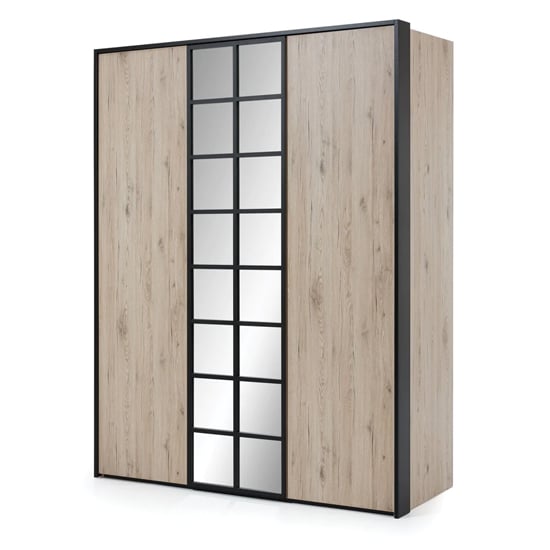 Product photograph of Groton Wooden Wardrobe With 3 Sliding Doors In Bordeaux Oak from Furniture in Fashion