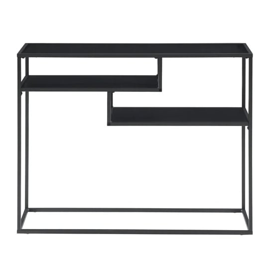 Groton Wooden Console Table With Shelves In Black Furniture in Fashion