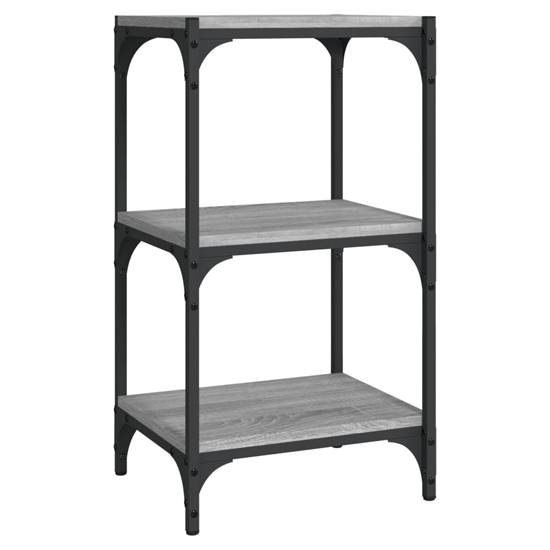 Grove Wooden 3-Tier Bookshelf In Grey Sonoma Oak With Steel Frame