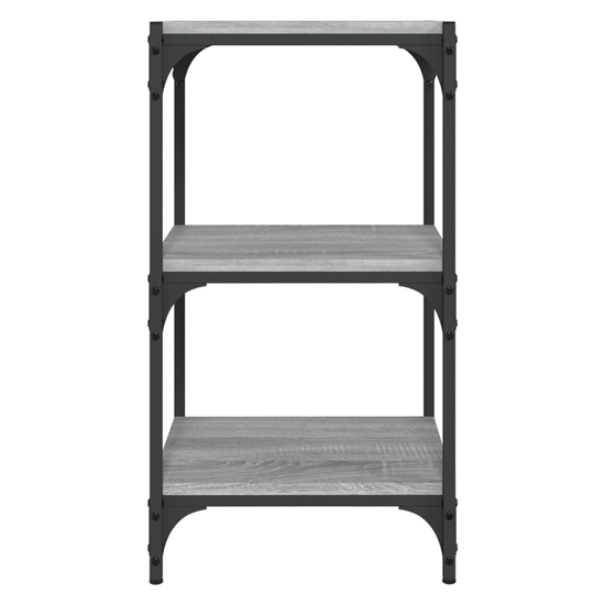 Grove Wooden 3-Tier Bookshelf In Grey Sonoma Oak With Steel Frame