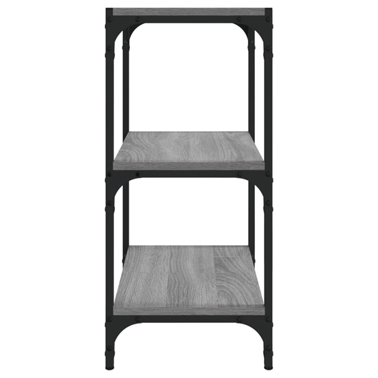Grove Wooden 3-Tier Bookshelf In Grey Sonoma Oak With Steel Frame