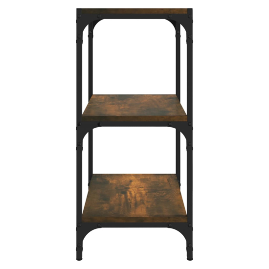 Grove Wooden 3-Tier Bookshelf In Smoked Oak With Steel Frame