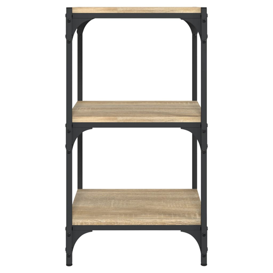 Grove Wooden 3-Tier Bookshelf In Sonoma Oak With Steel Frame