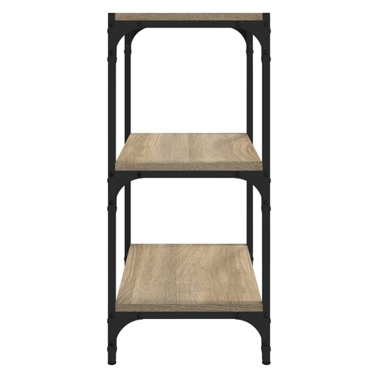 Grove Wooden 3-Tier Bookshelf In Sonoma Oak With Steel Frame