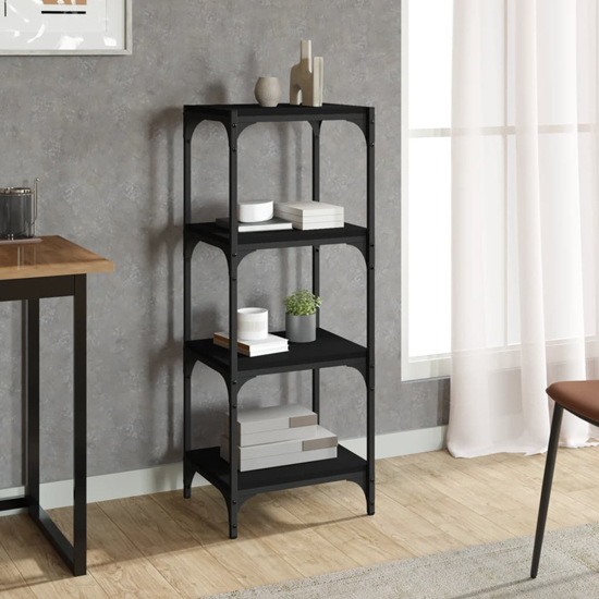 Read more about Grove wooden 4-tier bookshelf in black with steel frame