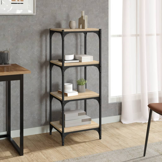 Read more about Grove wooden 4-tier bookshelf in sonoma oak with steel frame