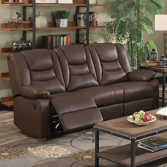 Read more about Kaipo pu leather recliner 3 seater sofa in dark chocolate