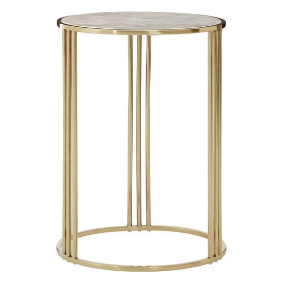 Guar Round White Marble Side Table With Gold Steel Frame_1