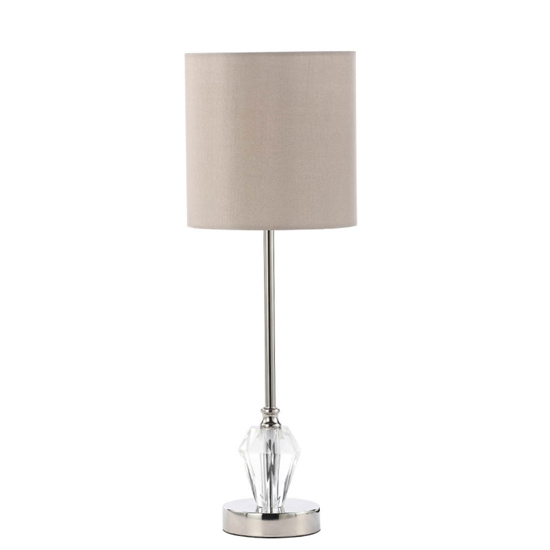 Guelph Light Taupe Faux Silk Shade Table Lamp With Crystal Base thumbnail