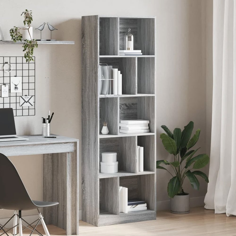 Read more about Guelph wooden bookcase with 10 shelves in grey sonoma
