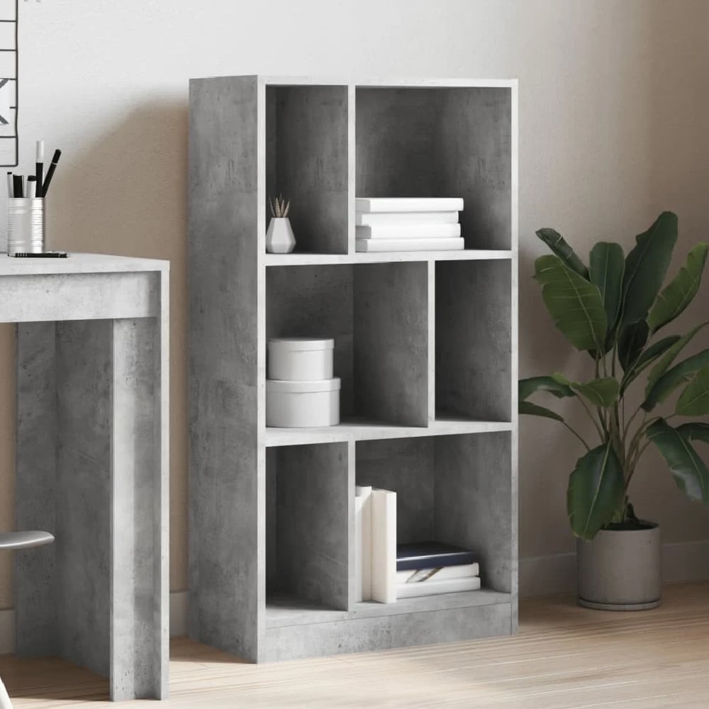 Read more about Guelph wooden bookcase with 6 shelves in concrete grey