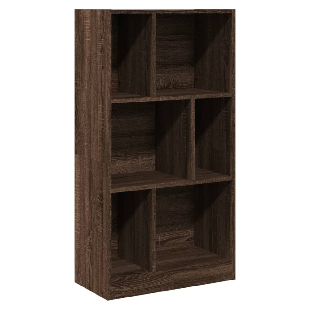Guelph Wooden Bookcase With 6 Shelves In Dark Brown Oak