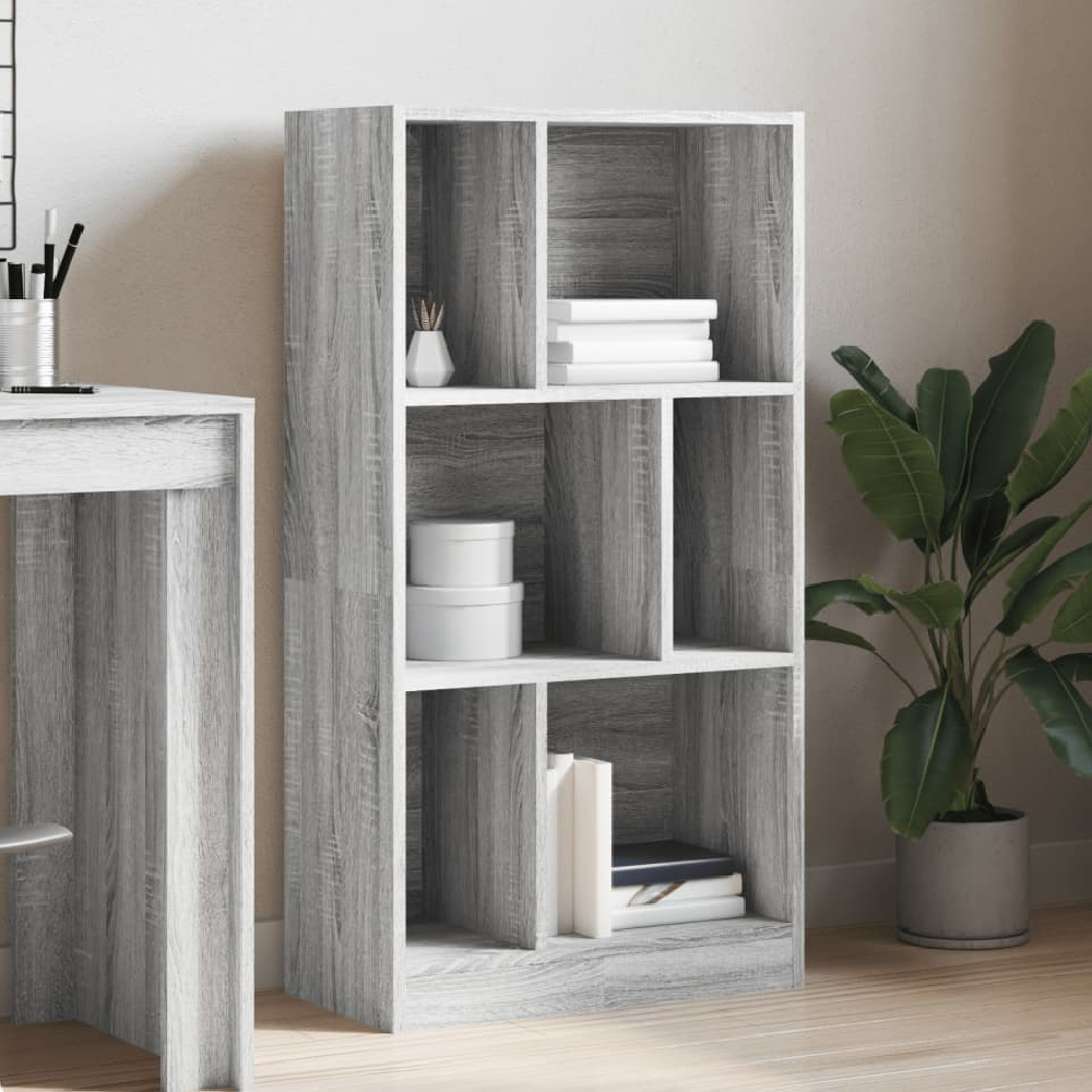 Read more about Guelph wooden bookcase with 6 shelves in grey sonoma