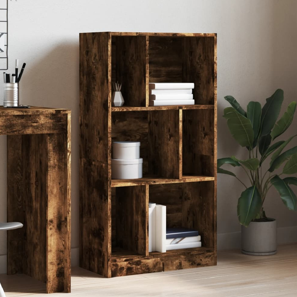 Read more about Guelph wooden bookcase with 6 shelves in smoked oak