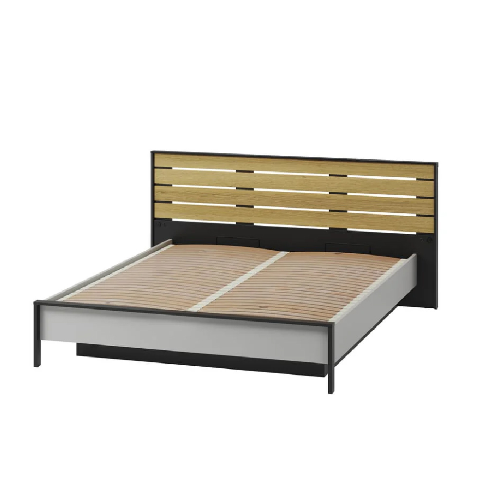 Guelph Wooden King Size Bed In Grey