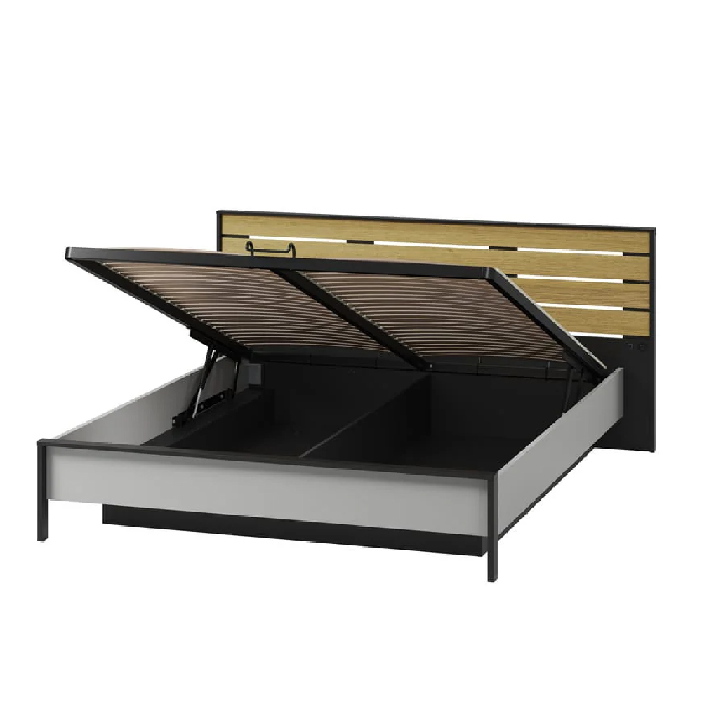 Guelph Wooden King Size Bed In Grey