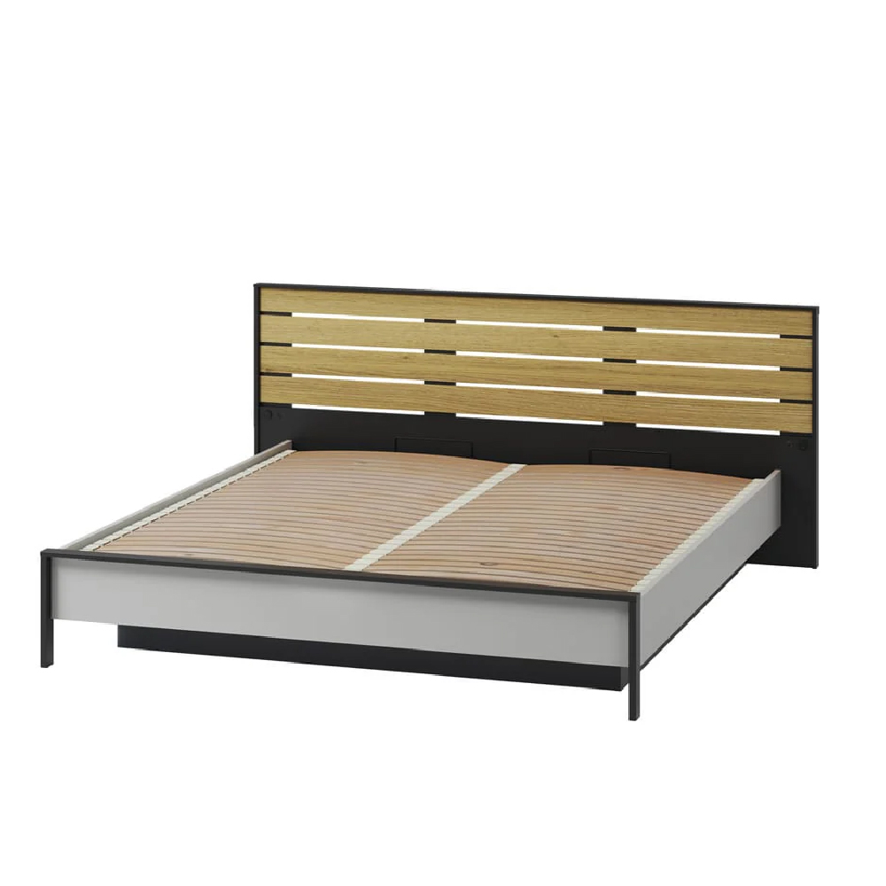 Guelph Wooden Super King Size Bed In Grey