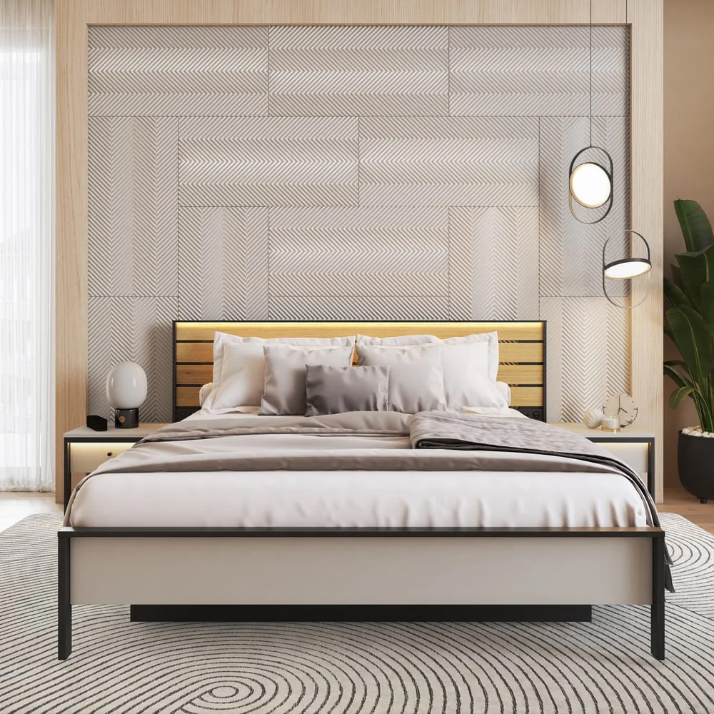 Guelph Wooden Super King Size Bed In Grey