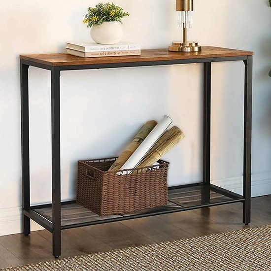 Gulf Wooden Console Table In Rustic Brown FiF