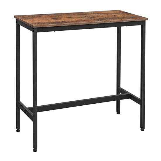 Photo of Gulf narrow wooden bar table in rustic brown