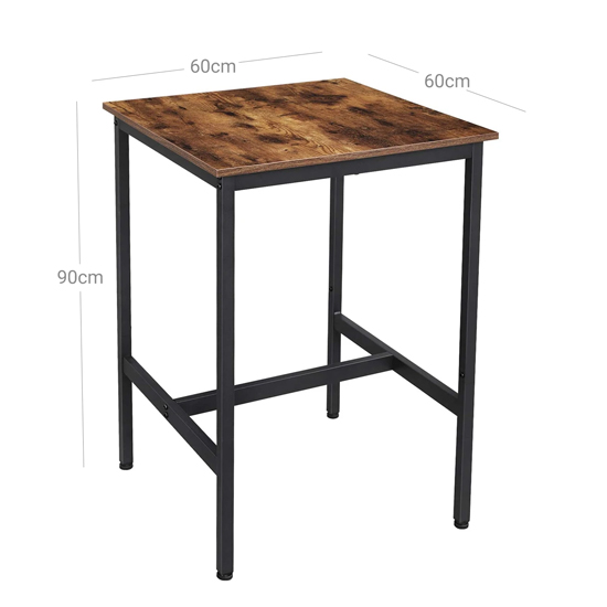 Gulf Wooden Pub Style High Bar Table In Rustic Brown