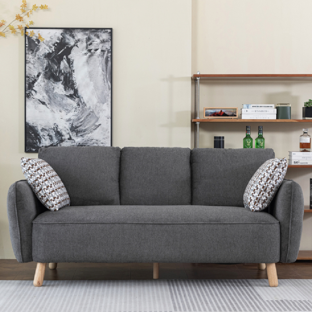 Gunnison Fabric 3+1+1 Seater Sofa Set In Dark Grey