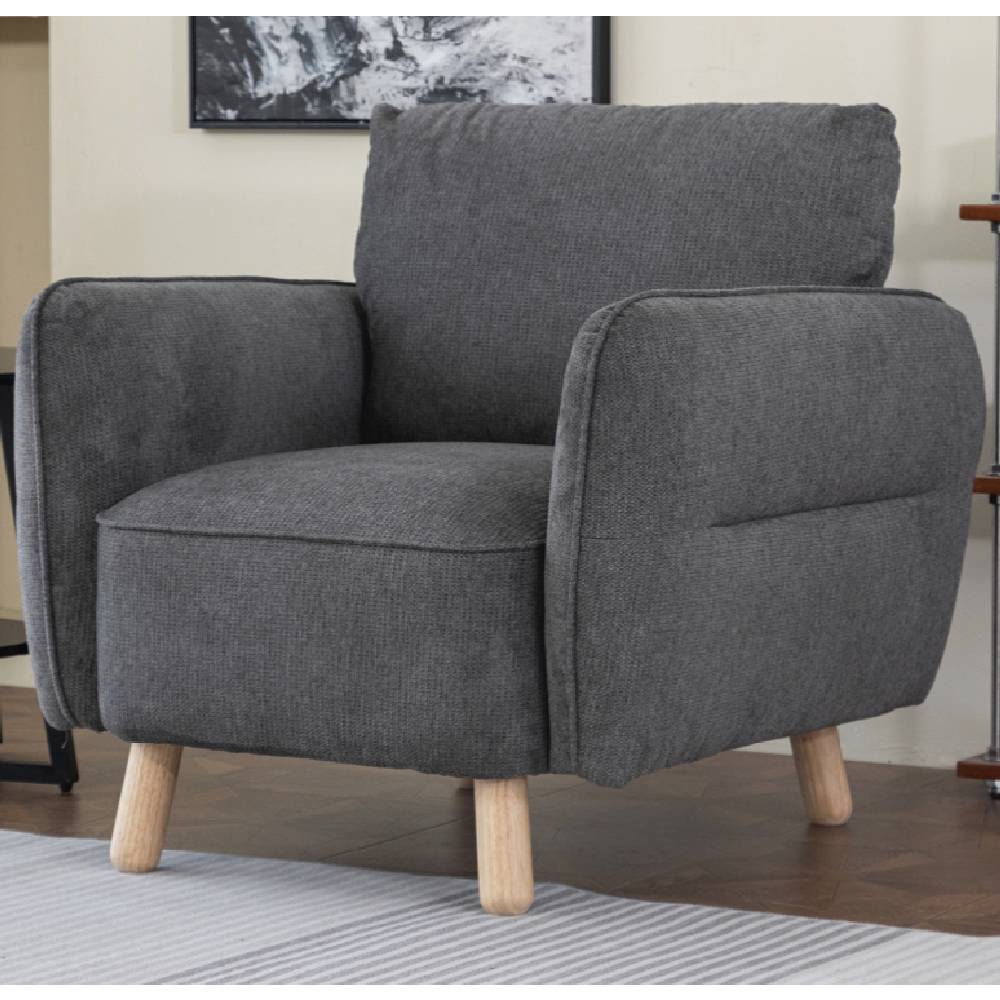 Gunnison Fabric 3+1+1 Seater Sofa Set In Dark Grey