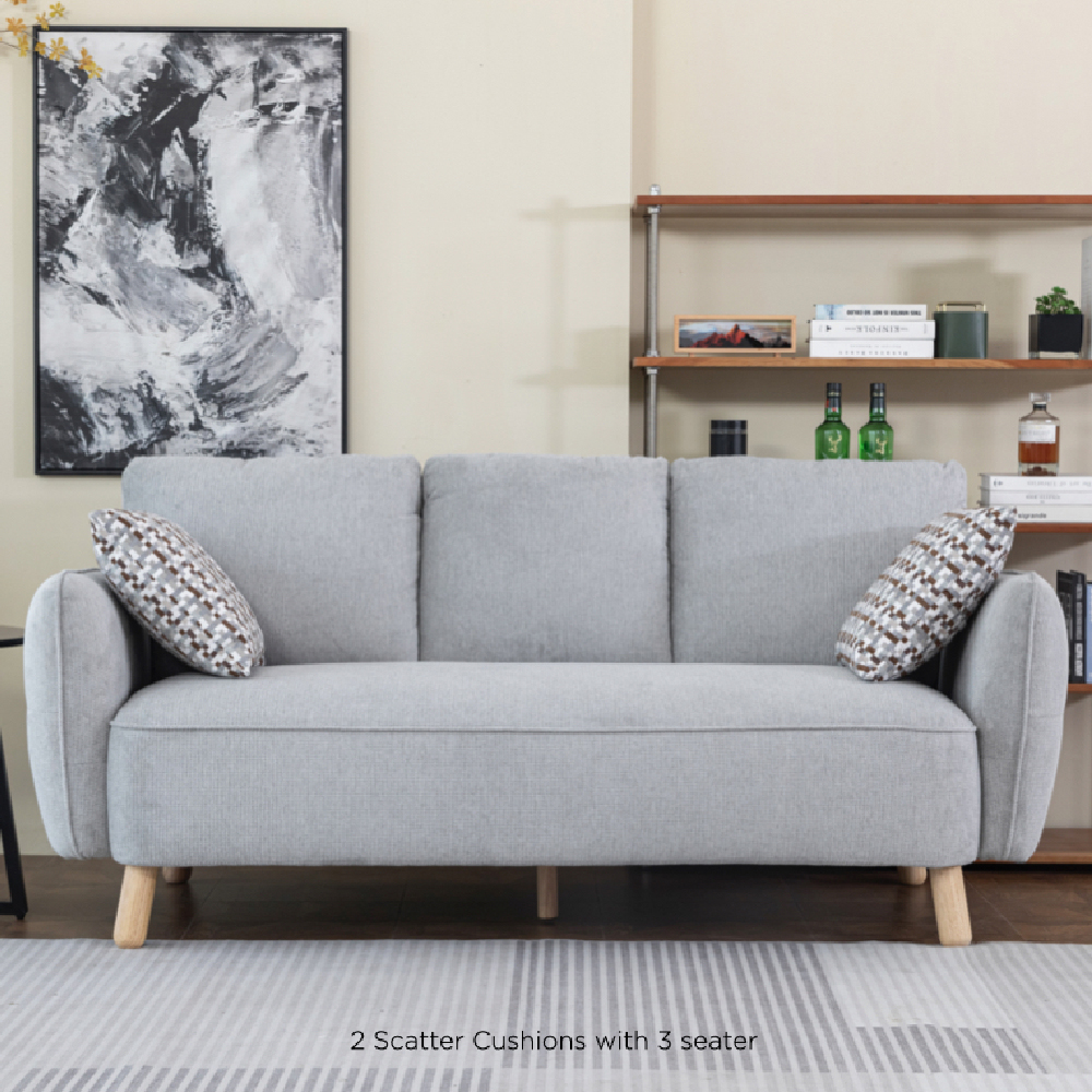 Gunnison Fabric 3+1+1 Seater Sofa Set In Light Grey