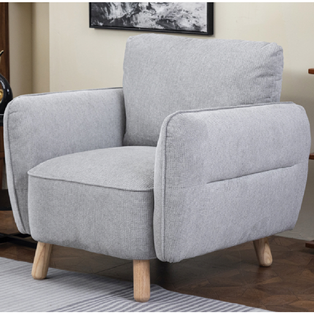 Gunnison Fabric 3+1+1 Seater Sofa Set In Light Grey