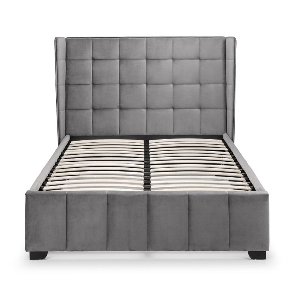 Gutersloh Velvet King Size Bed With In Light Grey