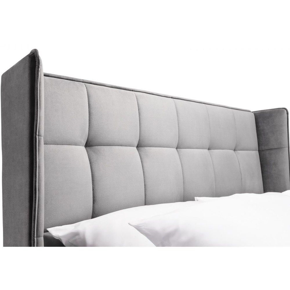 Gutersloh Velvet King Size Bed With In Light Grey