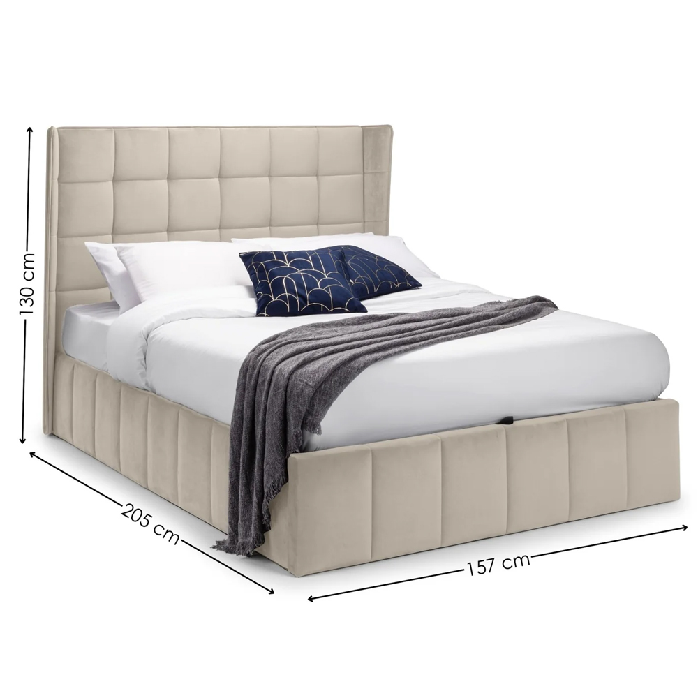 Gutersloh Velvet Ottoman Storage Double Bed - Cream
