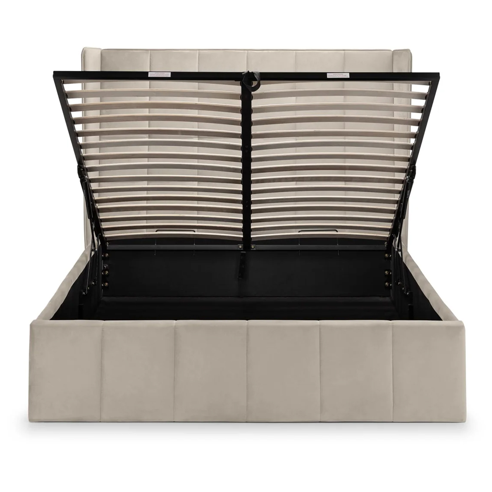 Gutersloh Velvet Ottoman Storage King Size Bed - Cream