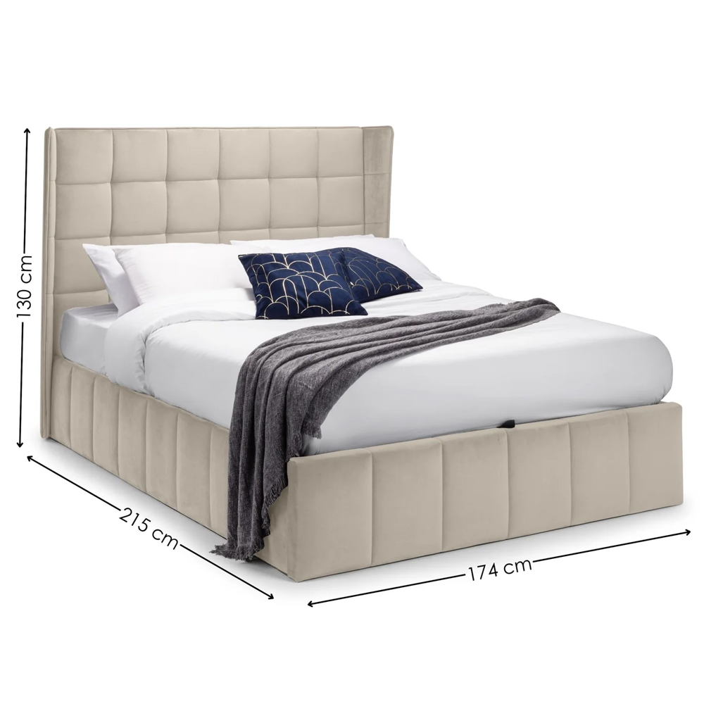 Gutersloh Velvet Ottoman Storage King Size Bed - Cream