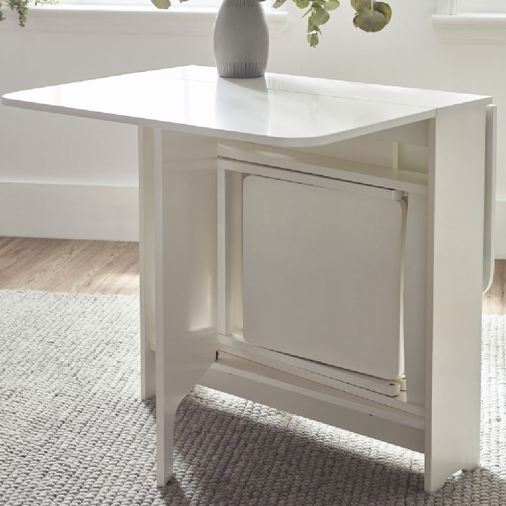 Gutersloh Wooden Gateleg Dining Table With 2 Chairs In White