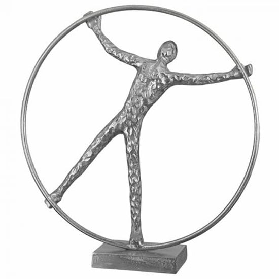 Gym Wheel Aluminium Sculpture In Antique Silver