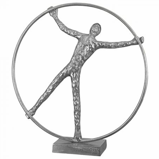 Product photograph of Gym Wheel Aluminium Sculpture In Antique Silver from Furniture in Fashion