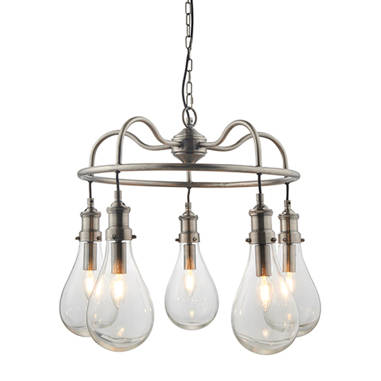 Photo of Hadassa 5 lights pear drop pendant light in antique nickel