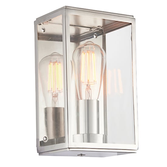 Photo of Hadden clear glass panels wall light in bright nickel