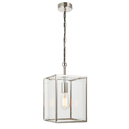 Product photograph of Hadden Clear Glass Pendant Light In Bright Nickel from Furniture in Fashion