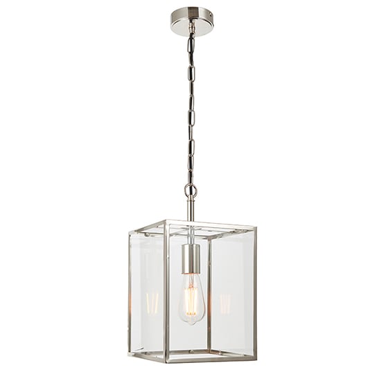 Hadden Clear Glass Pendant Light In Bright Nickel