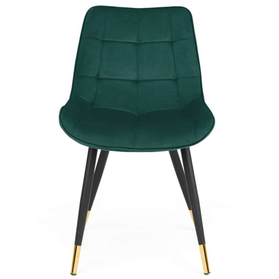 Hadas Green Velvet Dining Chairs With Black Metal Legs In Pair