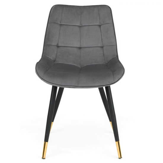 Hadas Velvet Dining Chair In Grey With Black Metal Legs_3