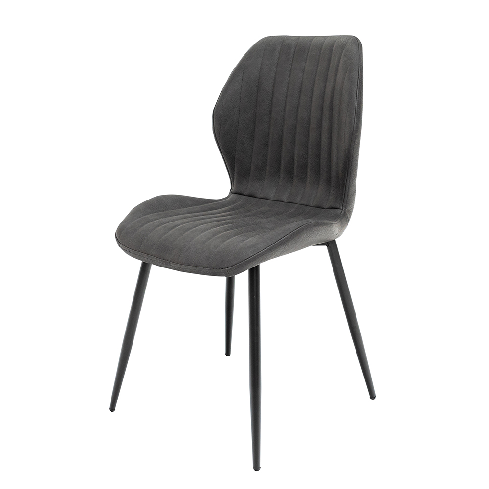 Hadley Oak Veneer Dining Table with 6 Shell Charcoal Chairs